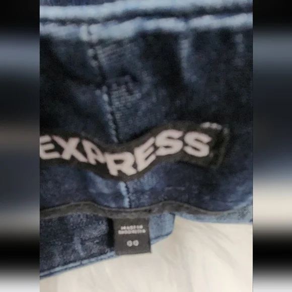 Express Cuffed Stretchy Summer COTTON shorts in Denim Blue size 0 Regular - Picture 3 of 7